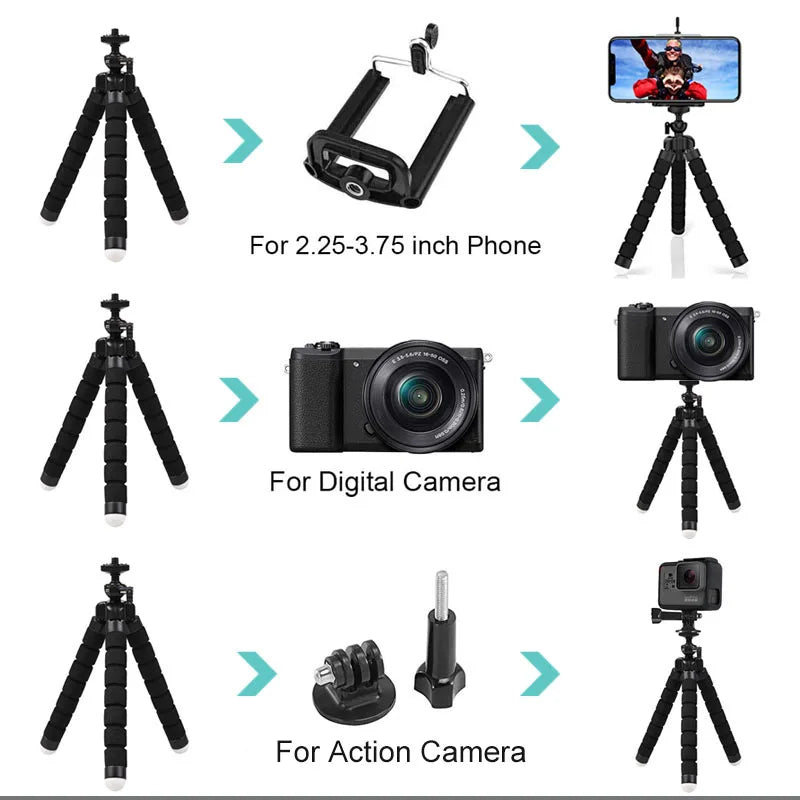 tripé para Gopro Hero 12 11 10 9 8 7 muito flexivel Mini Octopus Tripod Accessories for Go Pro 6 5 4 3 YI Eken SJCAM AKASO